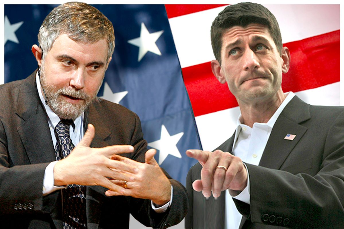 Paul Krugman, Paul Ryan   (Reuters/Bob Strong/AP/Mary Altaffer/photo composite by Salon)
