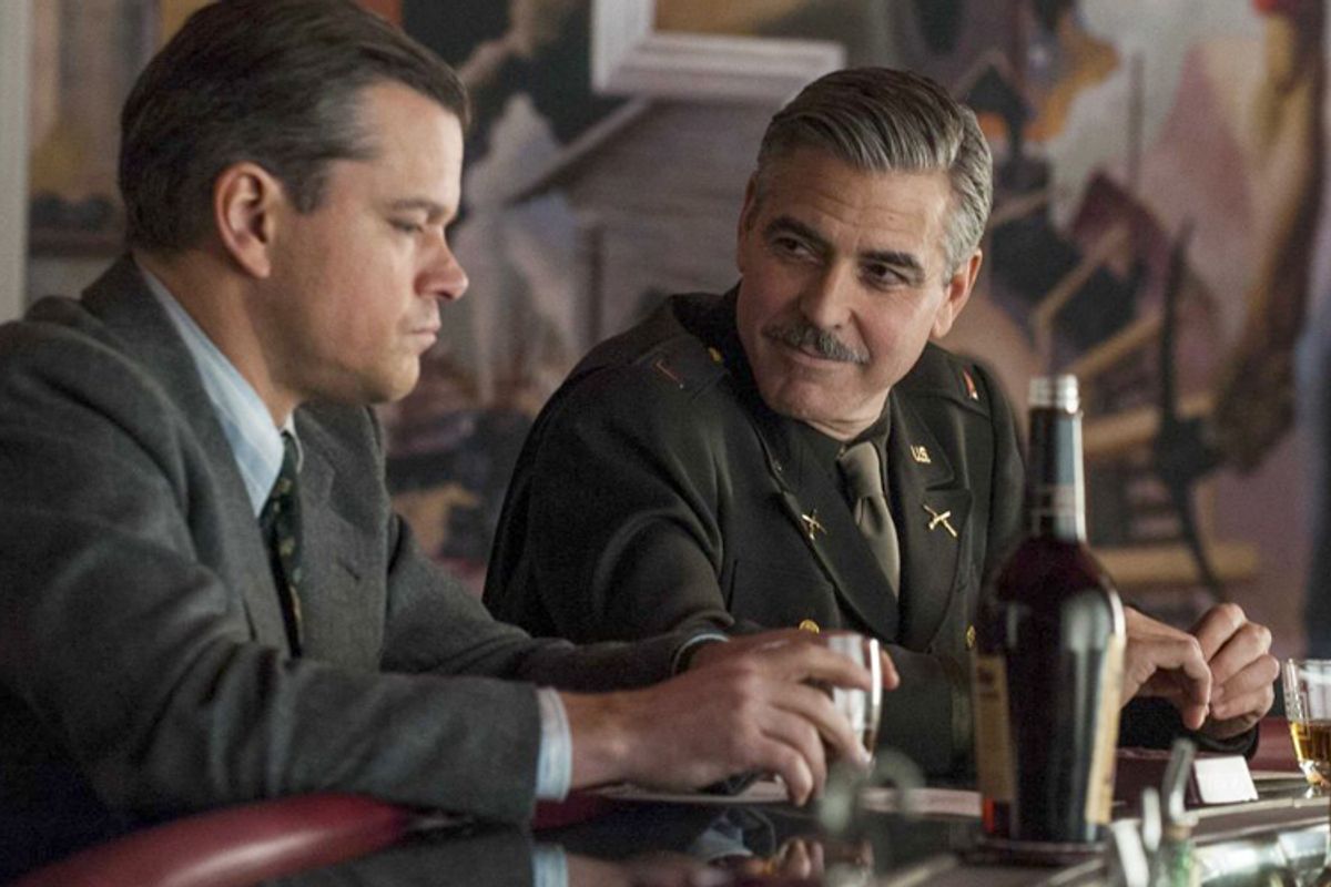 Matt Damon and George Clooney in "The Monuments Men"   