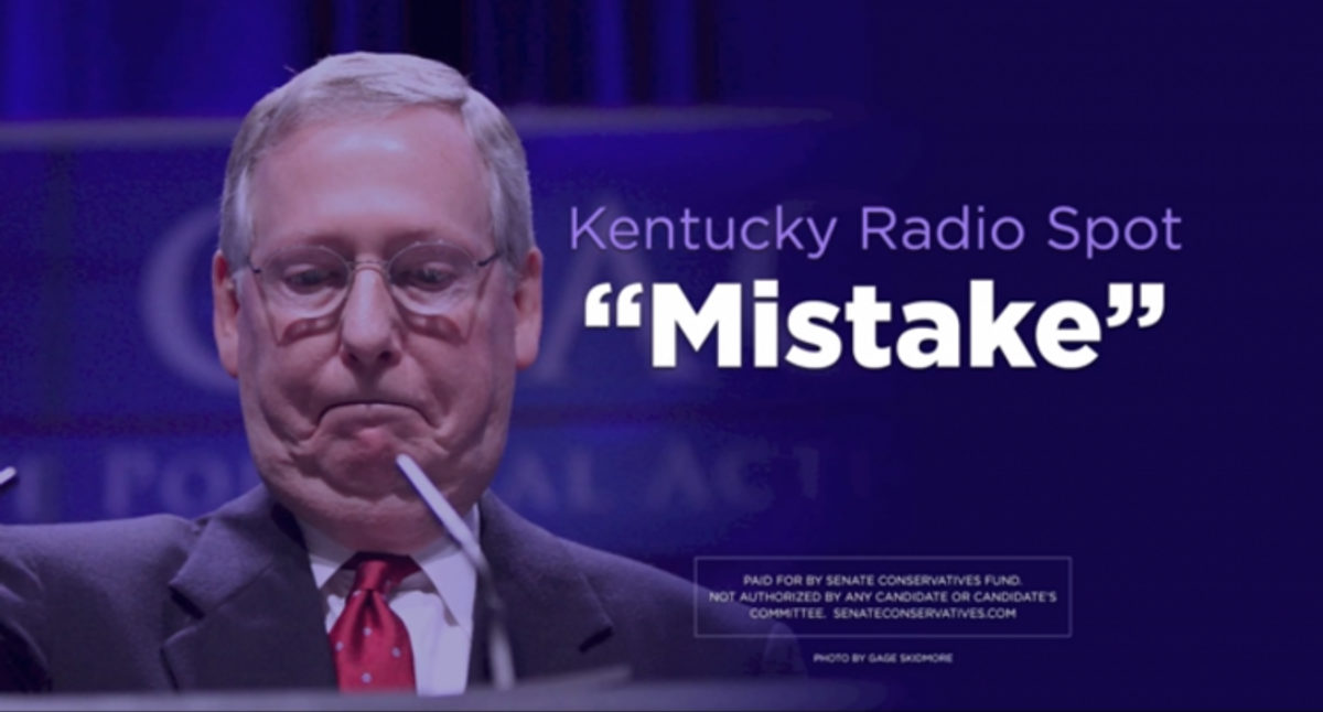  Mitch McConnell in The Senate Conservatives Fund's "Mistake" radio ad (<a href="http://www.huffingtonpost.com/2014/03/04/mitch-mcconnell-gay-marriage_n_4899292.html">screen shot, The Senate Conservatives Fund</a>)