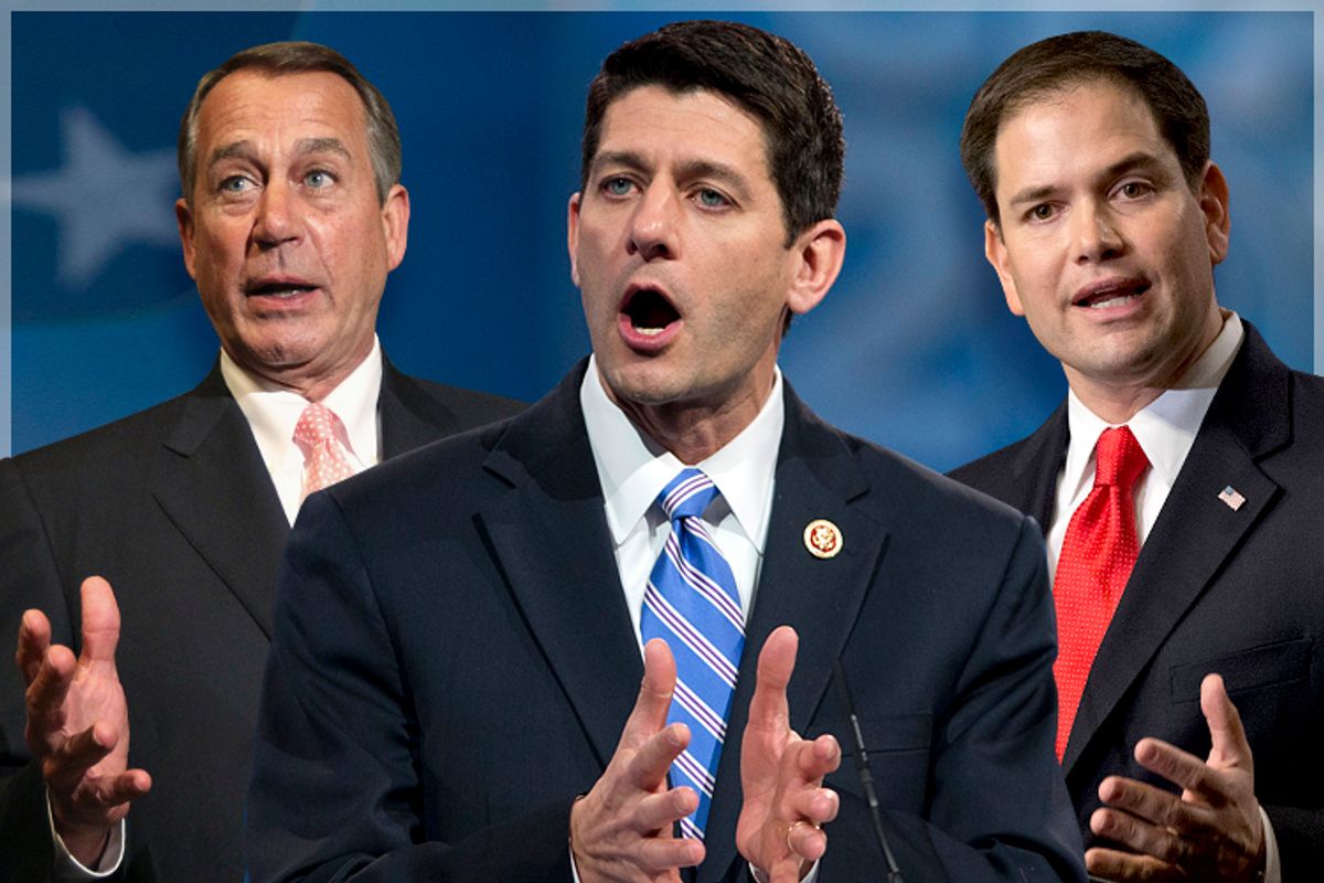 John Boehner, Paul Ryan, Marco Rubio                                        (Reuters/Jim BourgAP/Manuel Balce Ceneta/J. Scott Applewhite/Photo collage by Salon)