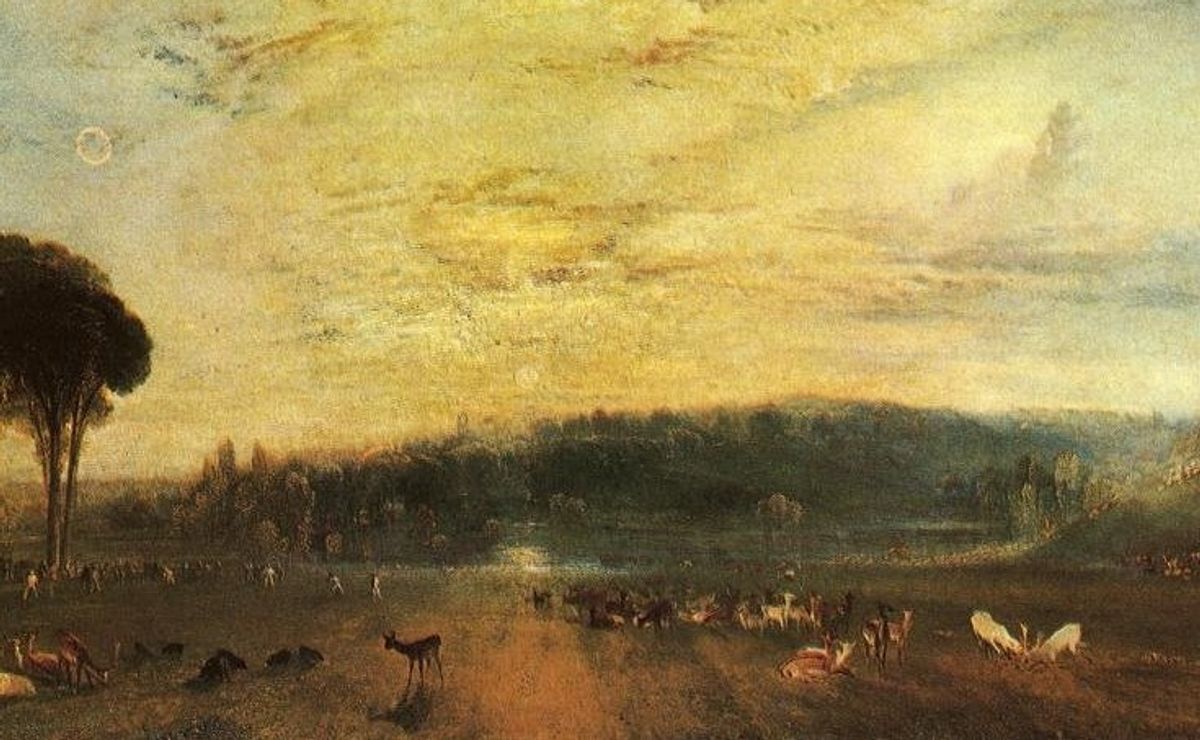 The Lake, Petworth: Sunset, Fighting Bucks, by J. M. W. Turner, one of the paintings used in the study    (European Geosciences Union)