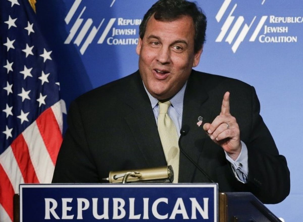 New Jersey Gov. Chris Christie speaks at the Republican Jewish Coalition, Saturday, March 29, 2014                                    (AP)