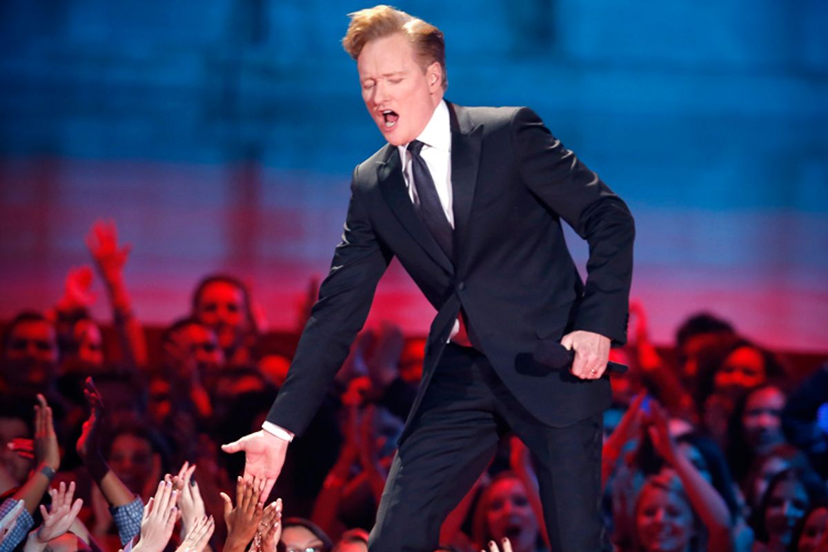 Conan O'Brien hosts the 2014 MTV Movie Awards in Los Angeles, California  April 13, 2014.       (Reuters/Lucy Nicholson)