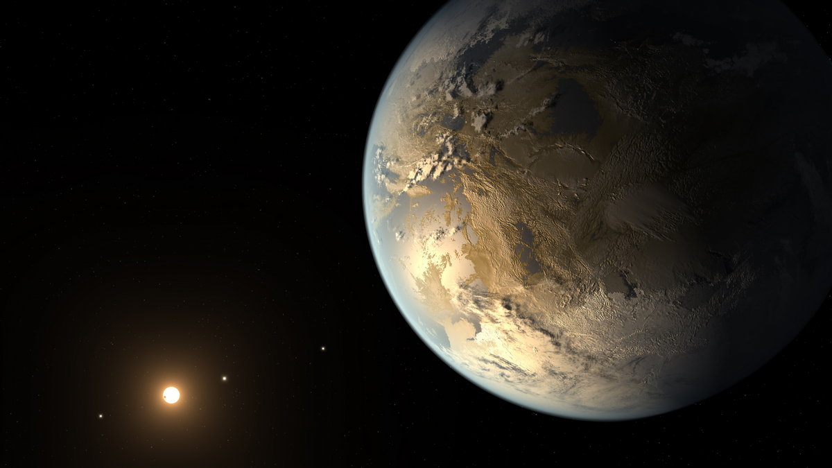 The artist's concept depicts Kepler-186f , the first validated Earth-size planet to orbit a distant star in the habitable zone.    (NASA Ames/SETI Institute/JPL-Caltech)