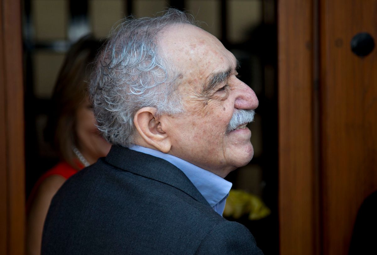 FILE - In this March 6, 2014, file photo, Colombian Nobel Literature laureate Gabriel Garcia Marquez greets fans and reporters outside his home on his birthday in Mexico City.(AP Photo/Eduardo Verdugo, File)  (AP)
