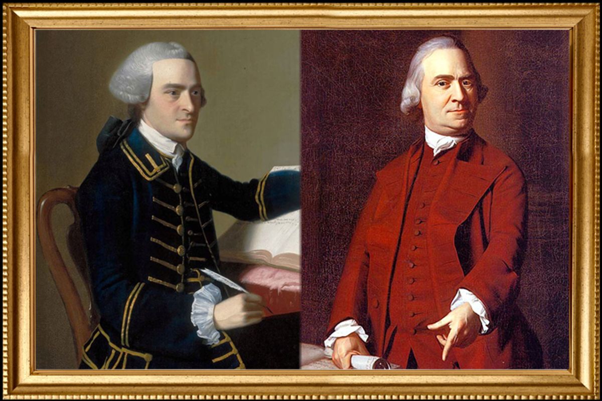 John Hancock, Samuel Adams   (Wikimedia/Salon)