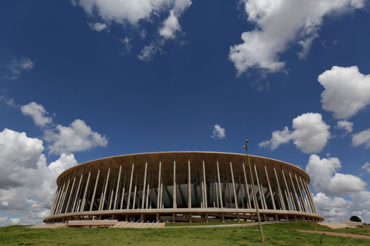 This April 7, 2014, photo, shows a view of the Mane Garrincha stadium, in Brasilia, Brazil. The cost of building Brasilias World Cup stadium has nearly tripled, largely due to allegedly fraudulent billing, government auditors say. The spike in costs has made it the worlds second-most expensive soccer arena, even though the city has no major professional team. (AP Photo/Eraldo Peres) (AP)