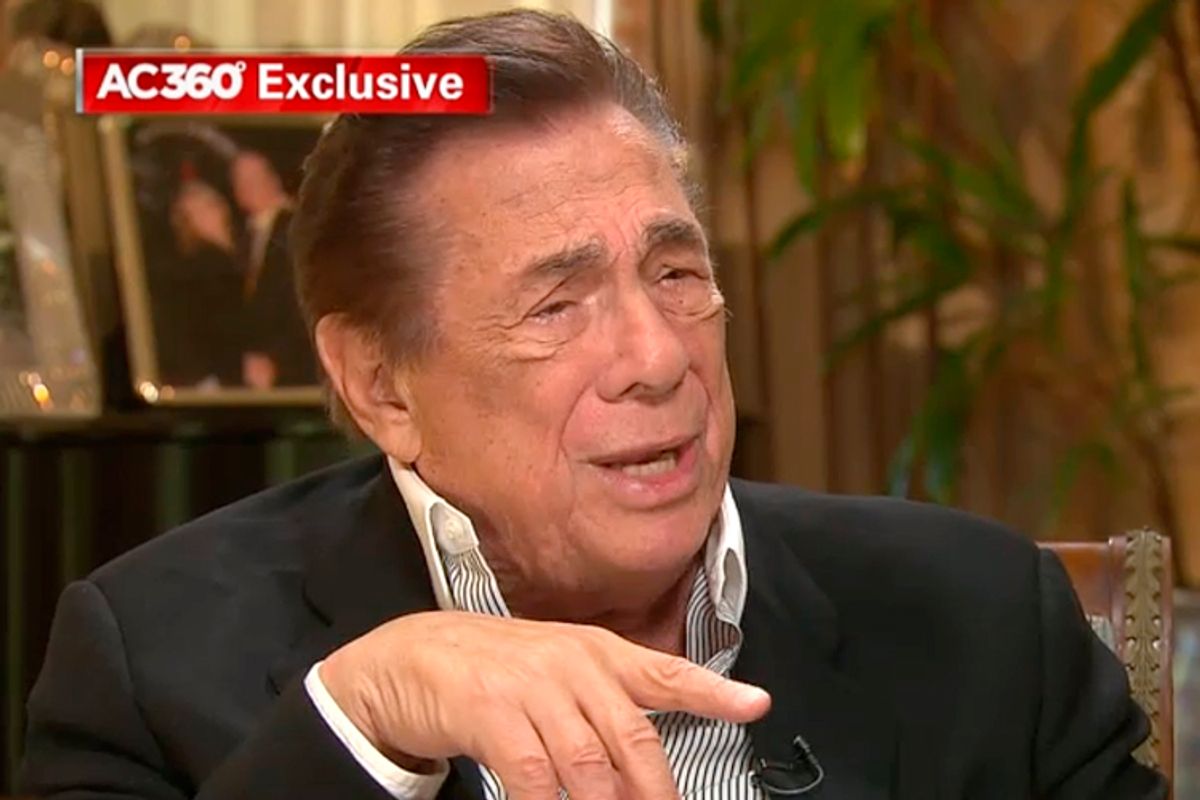 Donald Sterling, interviewed by Anderson Cooper, May 12, 2014.               (CNN)