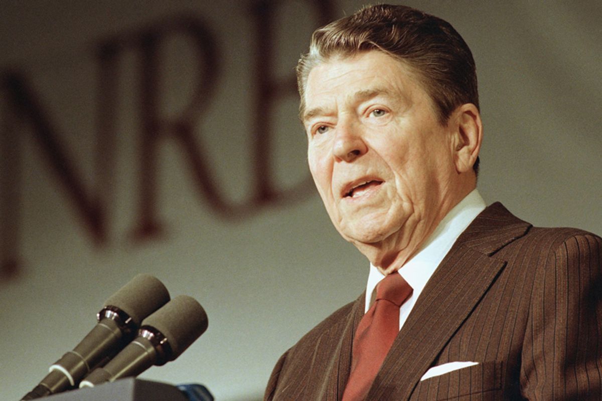 Ronald Reagan addresses the National Religious Broadcasters on Feb. 1, 1988              (AP/Doug Mills)