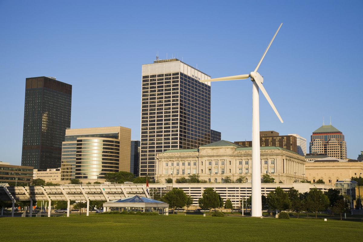Wind turbine in downtown Cleveland, Ohio   (Henryk Sadura/Shutterstocks)