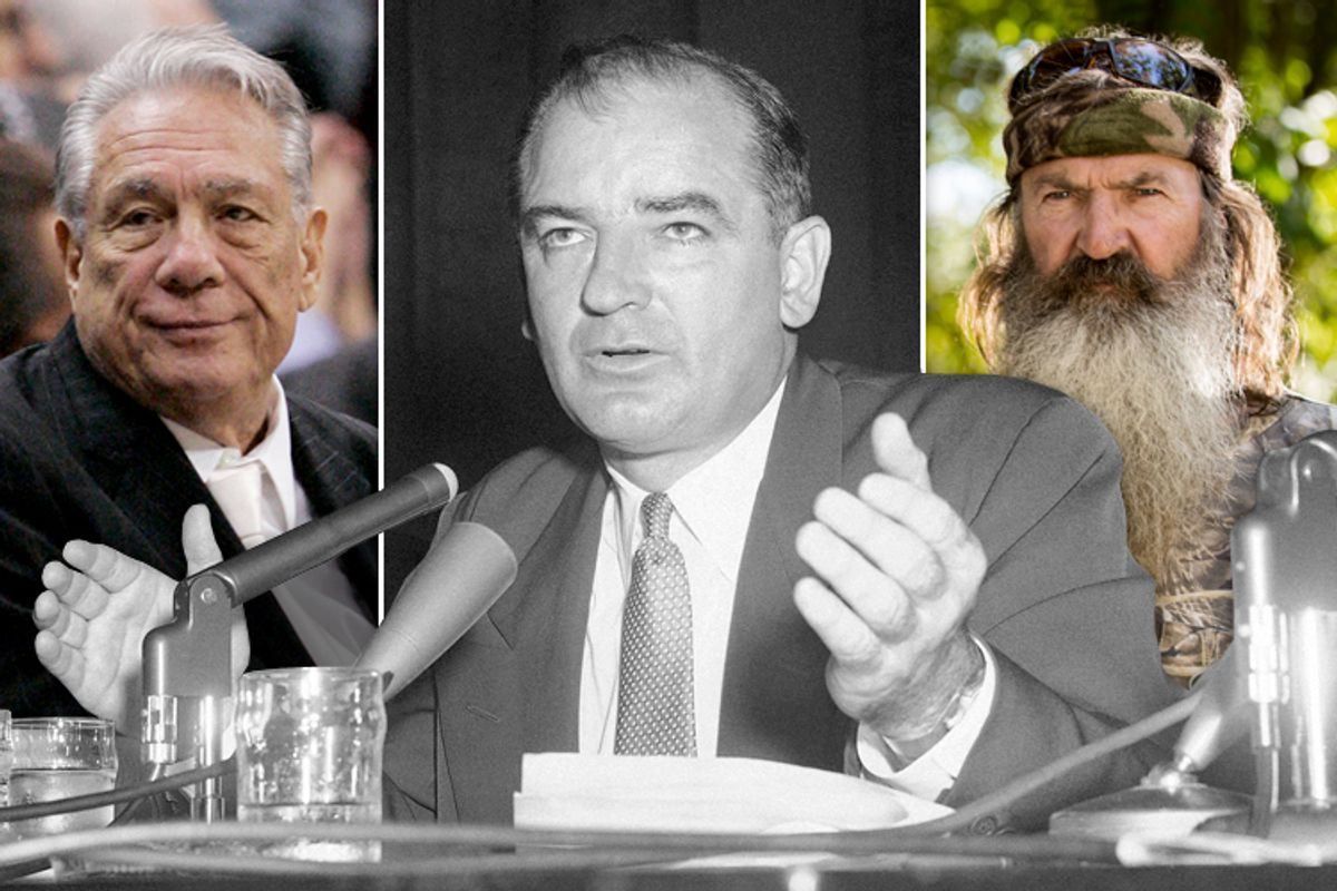 Donald Sterling, Joseph McCarthy, Phil Robertson                    (AP/Mark J. Terrill/Zach Dilgard)