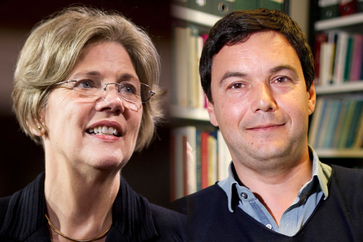 Elizabeth Warren, Thomas Piketty             (Reuters/Joshua Roberts/Charles Platiau)