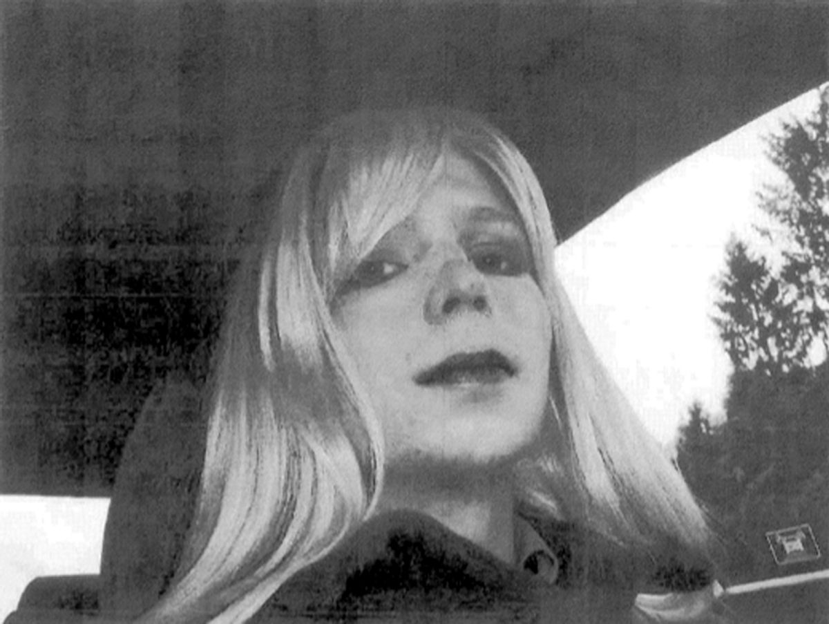 FILE - In this undated file photo provided by the U.S. Army, Pfc. Chelsea Manning poses for a photo wearing a wig and lipstick. In an unprecedented move, the Pentagon is trying to transfer convicted national security leaker Pvt. Chelsea Manning to a civilian prison so she can get treatment for her gender disorder, defense officials said Tuesday May 13, 2014.  (AP Photo/U.S. Army, File) (AP)