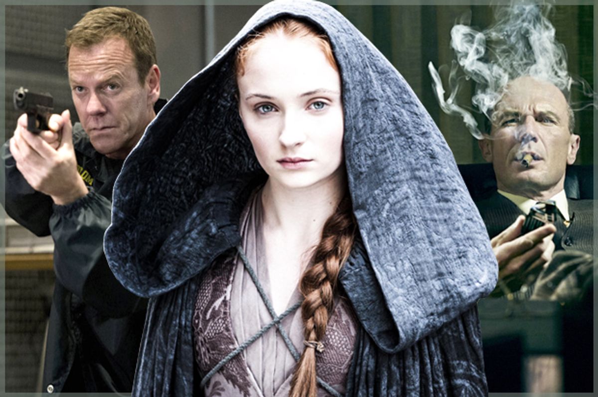 Kiefer Sutherland in "24: Live Another Day," Sophie Turner in "Game of Thrones," Toby Huss in "Halt and Catch Fire"    (Fox/HBO/AMC)