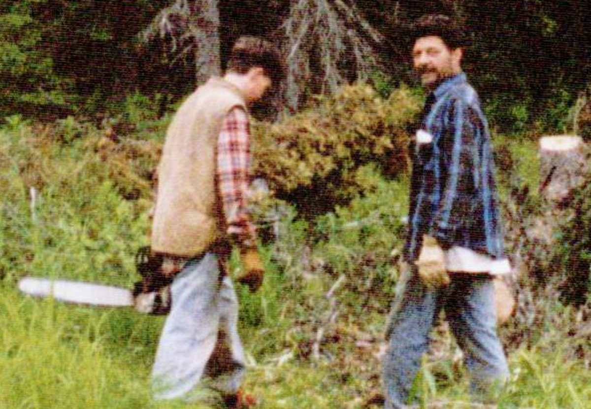 Marc Cole with his brother Brent (at right) near Brent’s cabin in Alaska   