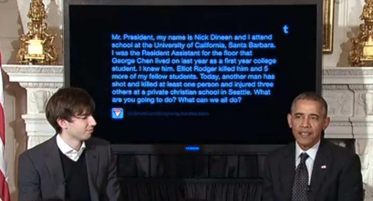  David Karp speaks to President Obama at Tumblr Q&A           (screenshot)