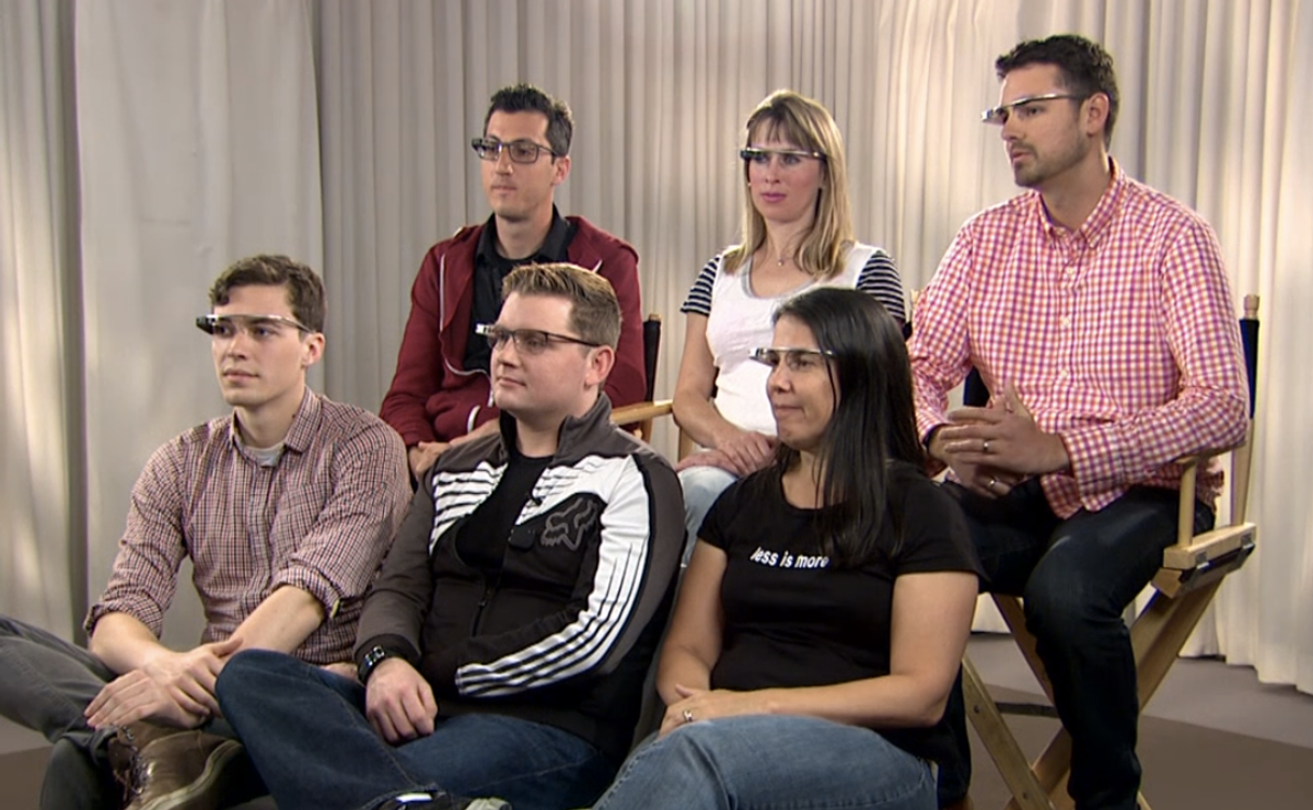  Google Glass users at "The Daily Show"            (screenshot)