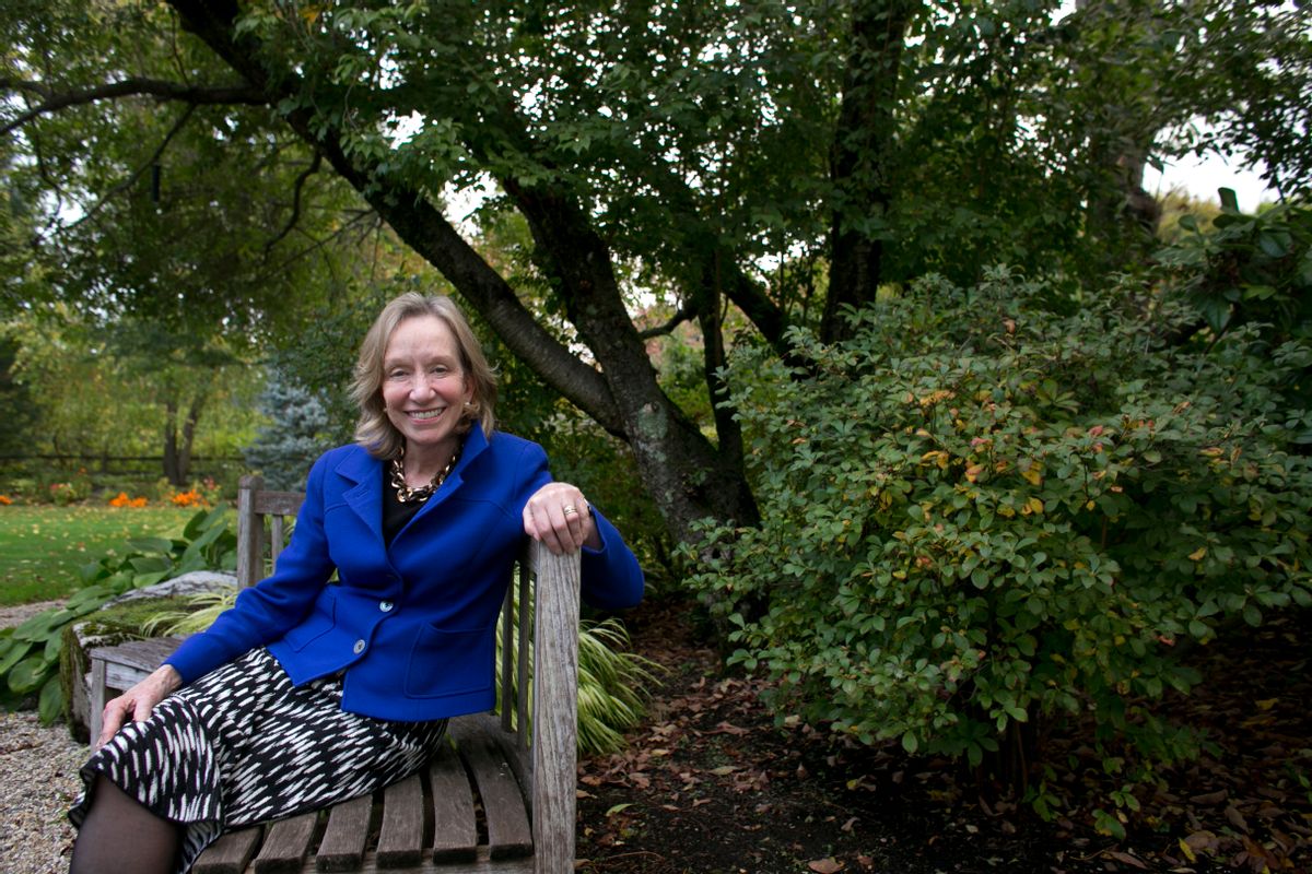 FILE - In this Monday, Oct. 7, 2013 file photo, author Doris Kearns Goodwin poses for a portrait at her home in Concord, Mass. Goodwin is the nonfiction winner of the Andrew Carnegie Medal for her book on the progressive era of the early 20th century, "The Bully Pulpit." (AP Photo/Steven Senne, File) (AP)