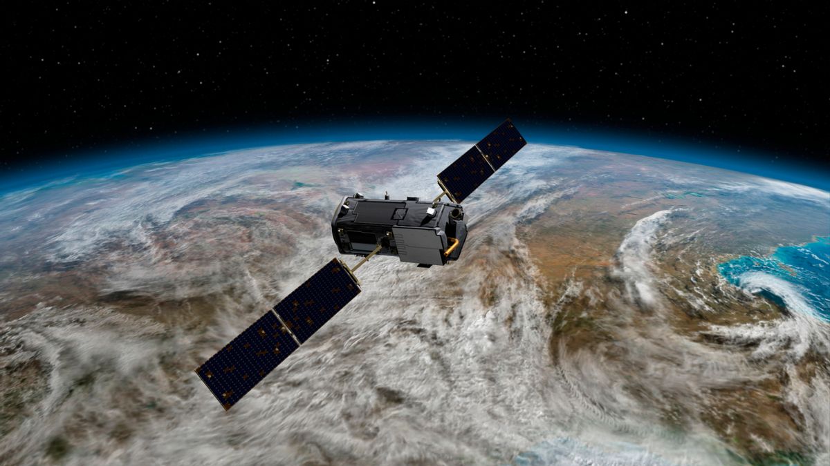 This Jan. 22, 2014, artist concept rendering provided by NASA shows their Orbiting Carbon Observatory (OCO)-2. The OCO-2, managed by NASA's Jet Propulsion Laboratory in Pasadena, Calif., will launch from Vandenberg Air Force Base, Calif., on a Delta II rocket on July 1, 2014. Five years after a NASA satellite to track carbon dioxide plunged into the ocean after liftoff, the space agency is launching a carbon copy _ this time on a different rocket. The $468 million mission is designed to study the main driver of climate change emitted from smokestacks and tailpipes.  (AP Photo/NASA/JPL-Caltech) (AP)