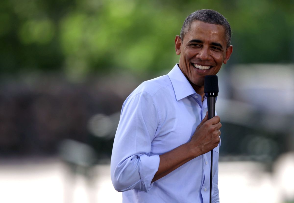 President Barack Obama speaks at an invite-only town hall meeting on Thursday, June 26, 2014, at Minnehaha Park in Minneapolis. (AP Photo/The Star Tribune, Monica Herndon, Pool) (AP)
