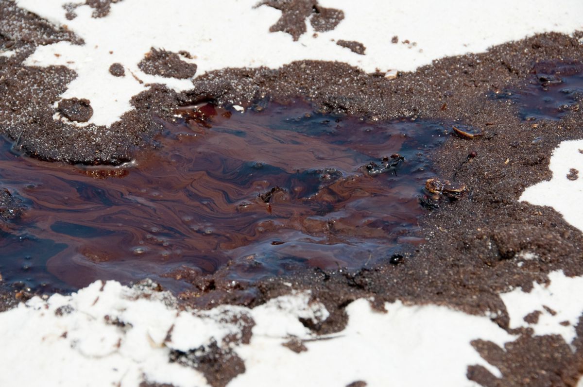 Oil covered sand is shown on June 23, 2010 in Pensacola Beach, FL.
  (Cheryl Casey/Shutterstock)