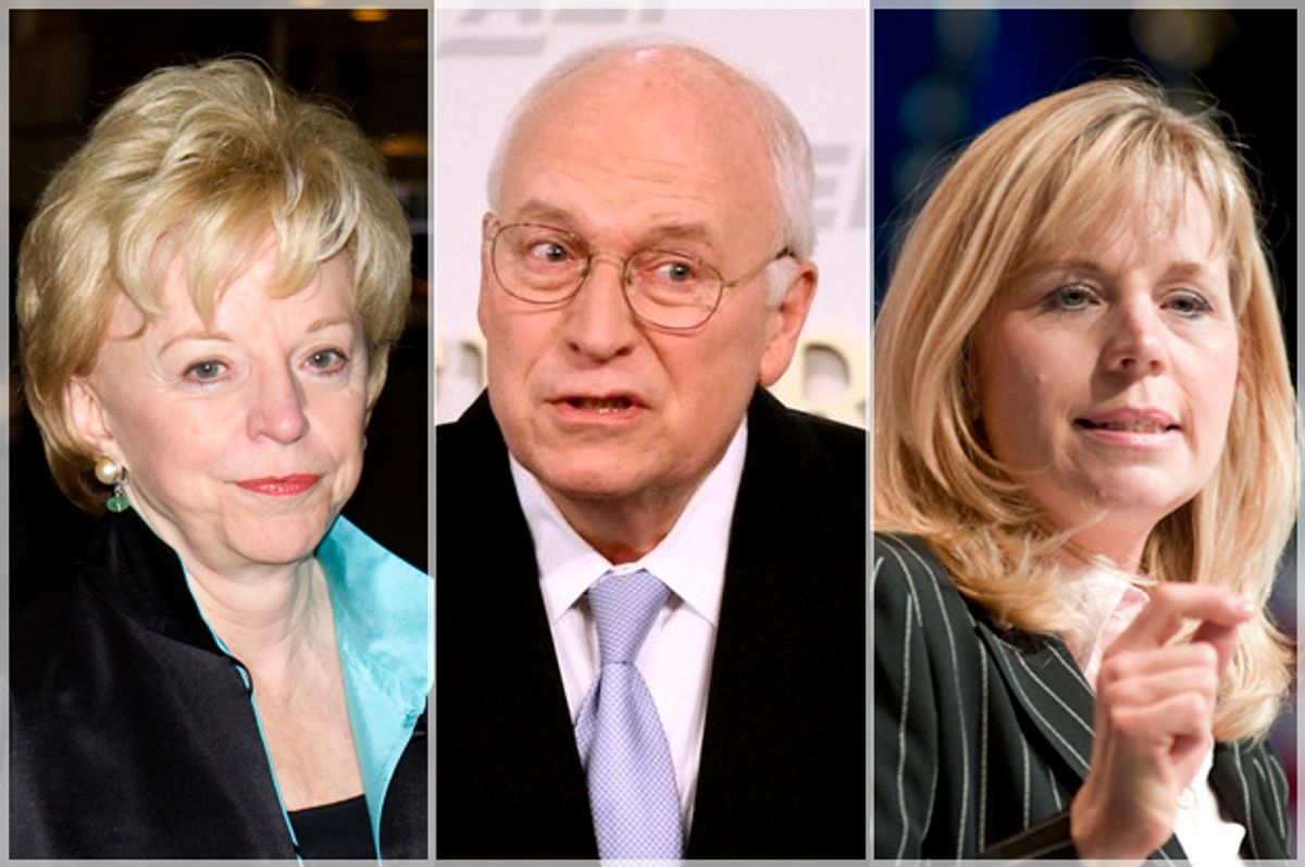 Lynne, Dick, Liz Cheney           (AP/Harry Hamburg/Luis M. Alvarez/Cliff Owen)