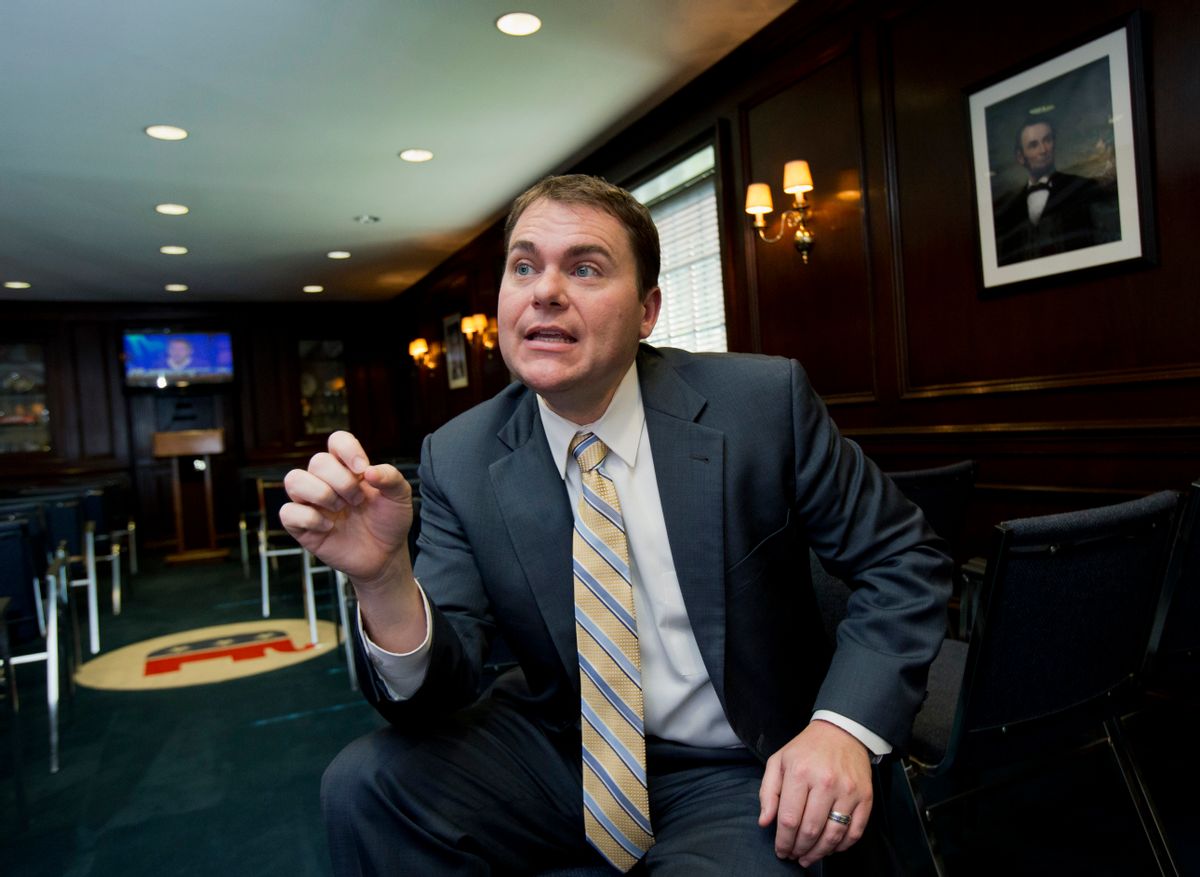 This photo taken June 23, 2014 shows California Republican congressional candidate Carl DeMaio speaking at the National Republican Club of Capitol Hill in Washington. DeMaio is one of three openly gay Republicans running for Congress this year, but hes the only one who has managed to make political adversaries of both social conservative and gay rights organizations. Hes too open about his sexual orientation for some social conservatives, but too far to the right and too quiet on social issues to win over the gay rights groups. And thats just fine for DeMaio, who stresses fiscal conservatism to try to attract voters in Californias 52nd Congressional District. DeMaio gives the GOP one of its best chances for winning a Democratic-controlled seat.   (AP Photo/Manuel Balce Ceneta) (AP)