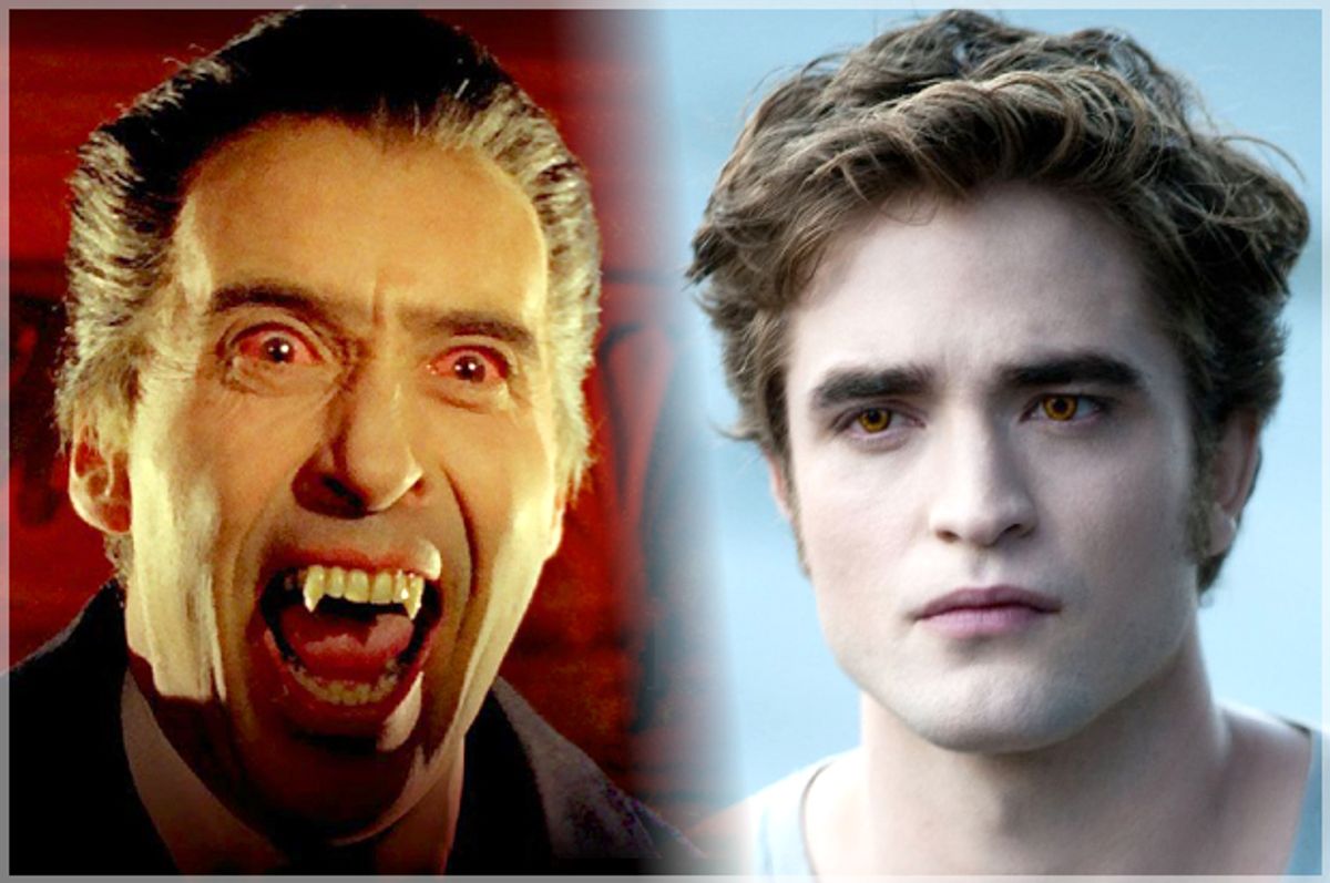 Christopher Lee in "Dracula: Prince of Darkness," Robert Pattinson in "The Twilight Saga: Eclipse"   