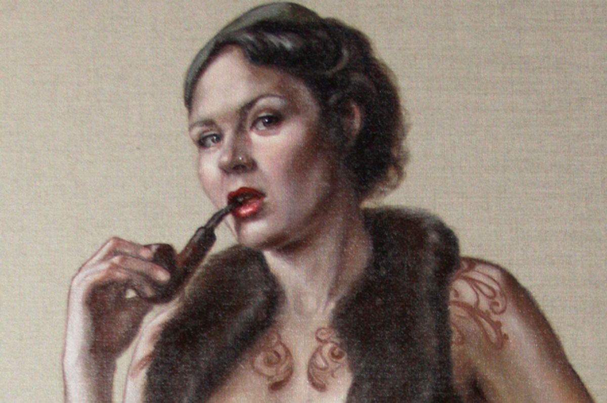 Detail of "Portrait of Ms Ruby May, Standing" by Leena McCall      (leenamccall.com)