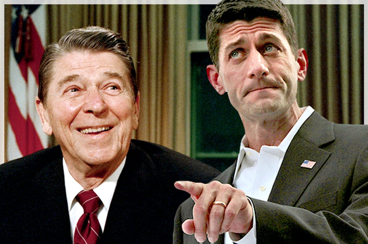 Ronald Reagan, Paul Ryan       (AP/Doug Mills/Mary Altaffer/Photo collage by Salon)