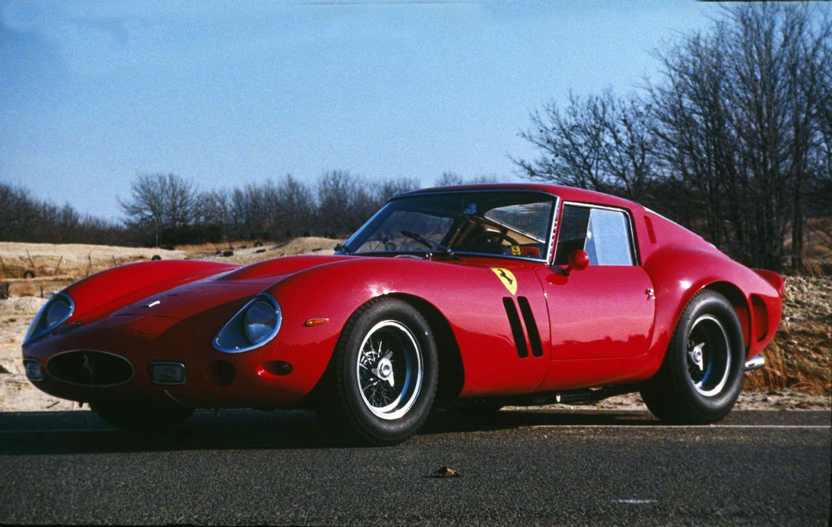 FILE - In this March 13, 1990, file photo a landmark in racing car history, a 1962 Ferrari 250 Gran Turismo Berlinetta Competition "G.T.O.," is displayed in Bridgehampton, New York. A '62 Ferrari 250 GTO was sold during an auction on Thursday, Aug. 14, 2014, for more than $38 million at Monterey Car Week according to The Los Angeles Times. (AP Photo/Mario Suriani, File) (AP)