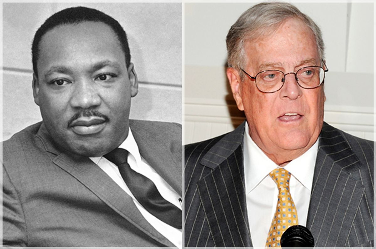 Dr. Martin Luther King Jr., David Koch        (AP/Evan Agostini)