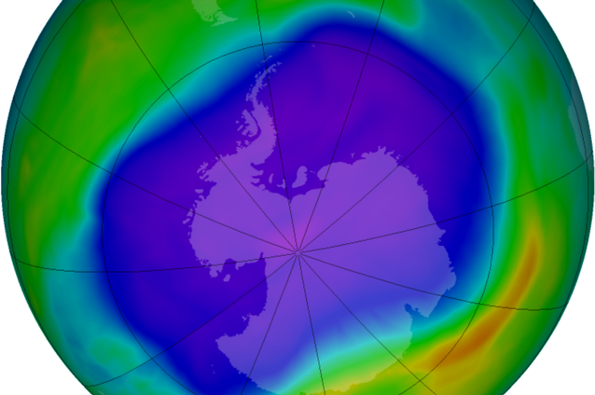 The ozone hole over Antarctica in 2006.      (NASA)