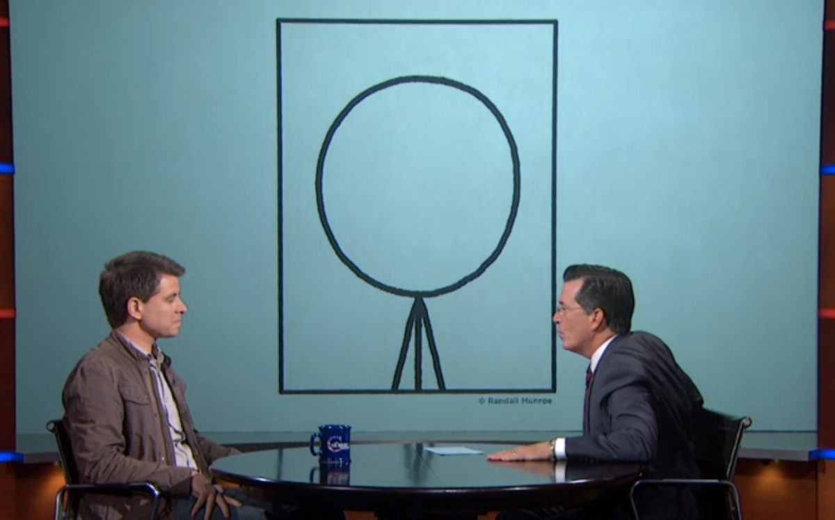Randall Munroe with Stephen Colbert       (screenshot/The Colbert Report)