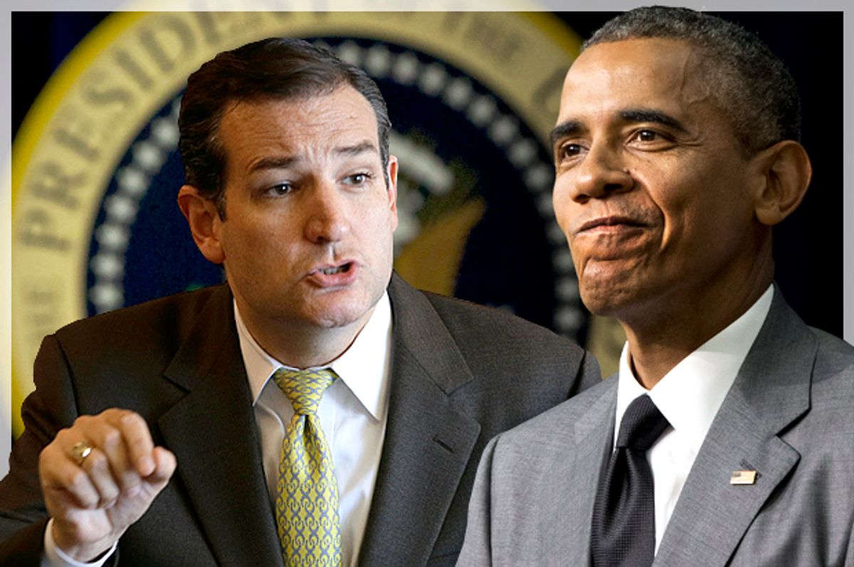 Ted Cruz, Barack Obama                    (AP/Tony Gutierrez/Jacquelyn Martin//Photo montage by Salon)