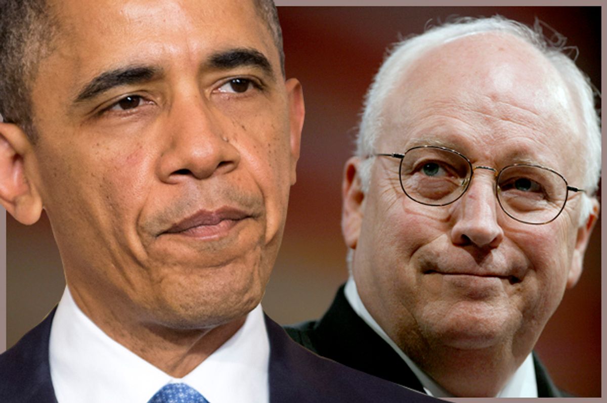 Barack Obama, Dick Cheney                (Reuters/Joshua Roberts/photo montage by Salon)