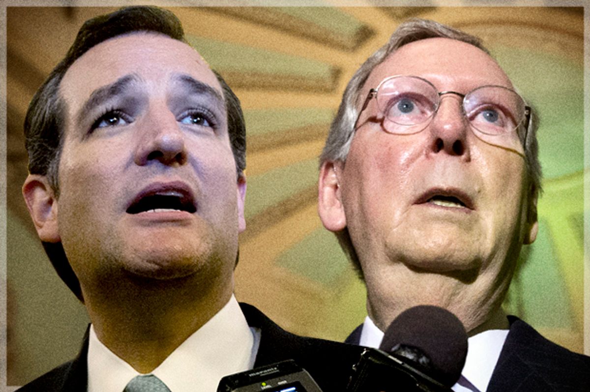Ted Cruz, Mitch McConnell                                   (Reuters/Jason Reed/J. Scott Applewhite/photo montage by Salon)