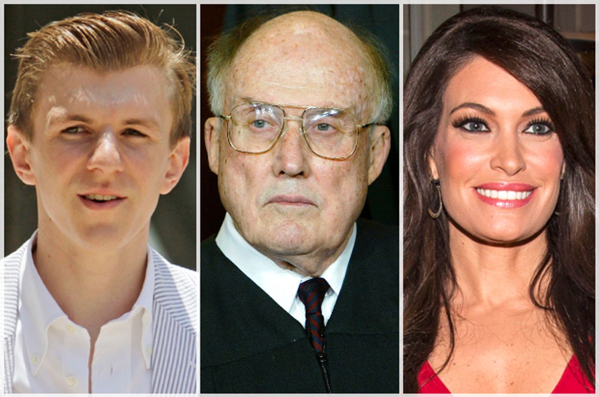 James O'Keefe, Justice William Rehnquist, Kimberly Guilfoyle     (AP/Bill Haber/J. Scott Applewhite/Reuters/Andrew Kelly)