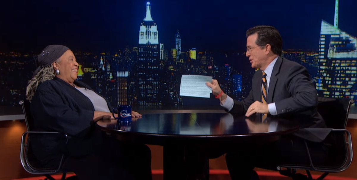 Toni Morrison and Stephen Colbert        (Comedy Central)