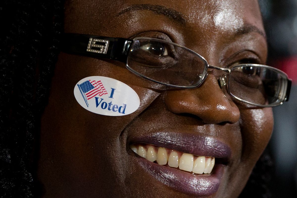 Angie Anderson smiles as she waits for election results at an election night event for Pennsylvania Democratic gubernatorial candidate Tom Wolf, on Tuesday, Nov. 4, 2014, in York, Pa.  (AP Photo/Matt Rourke) (AP)