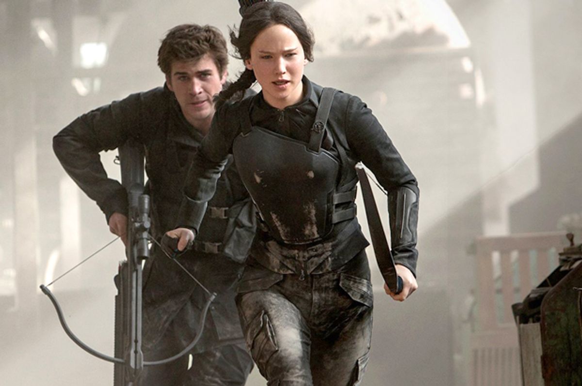 Liam Hemsworth and Jennifer Lawrence in "The Hunger Games: Mockingjay - Part 1"      (Lionsgate)
