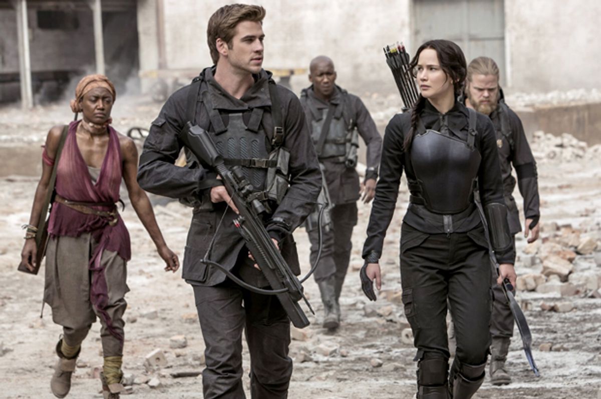 Liam Hemsworth and Jennifer Lawrence in "The Hunger Games: Mockingjay, Part 1"     (Lionsgate)