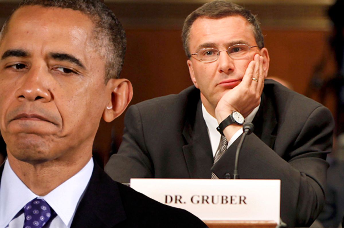 Barack Obama, Jonathan Gruber                  (Reuters/Yuri Gripas/AP/Pablo Martinez Monsivais/Photo montage by Salon)