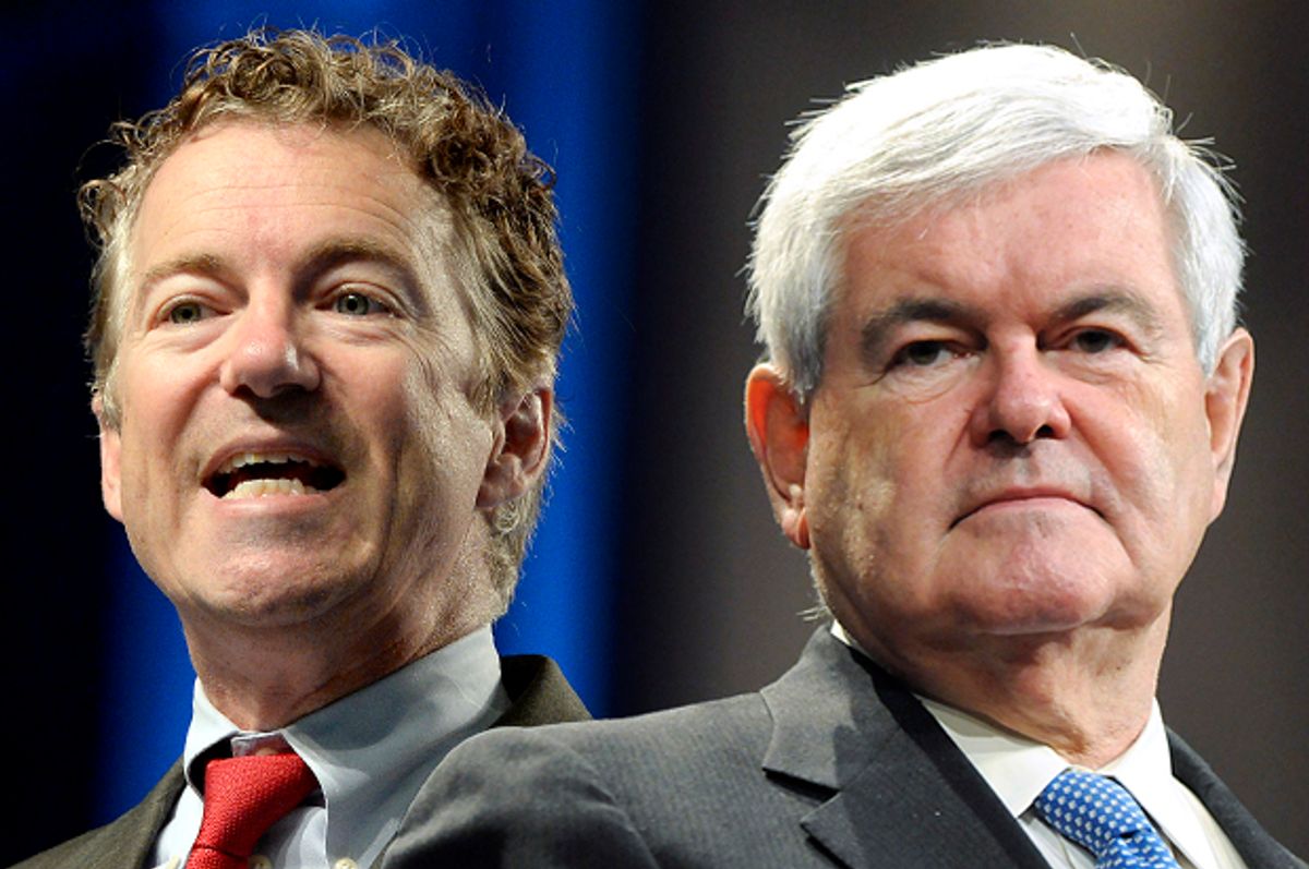 Rand Paul, Newt Gingrich      (Reuters/Tami Chappell/AP/Timothy D. Easley/Photo montage by Salon)