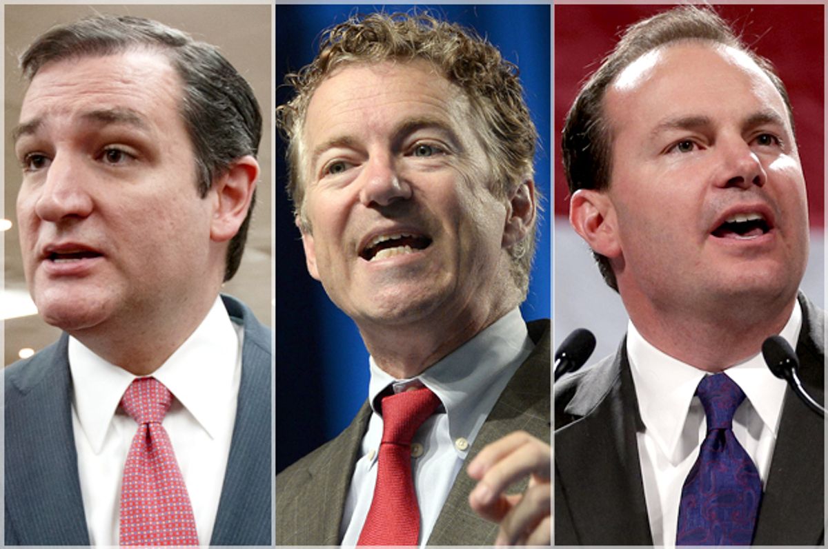 Ted Cruz, Rand Paul, Mike Lee             (AP/Reuters/J. Scott Applewhite/Yuri Gripas/Rick Bowmer)
