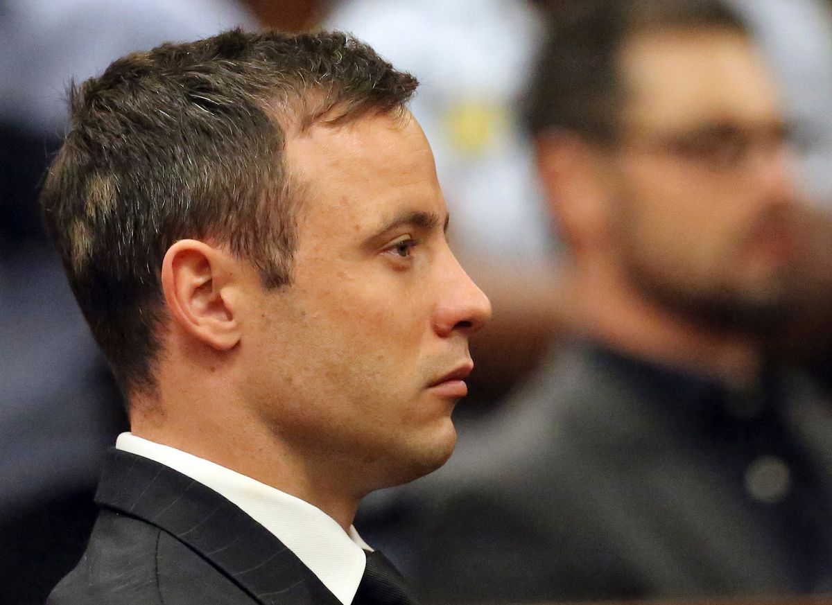 FILE - In this Tuesday, Oct, 2014 file photo, Oscar Pistorius sits in the dock in court in Pretoria South Africa.  Judge Thokozile Masipa ruled Wednesday, Dec 10, 2014 that prosecutors can appeal the culpable homicide conviction of Oscar Pistorius, who was acquitted of murdering girlfriend Reeva Steenkamp. (AP Photo/(AP Photo/Themba Hadebe, Pool, File) (Themba Hadebe)