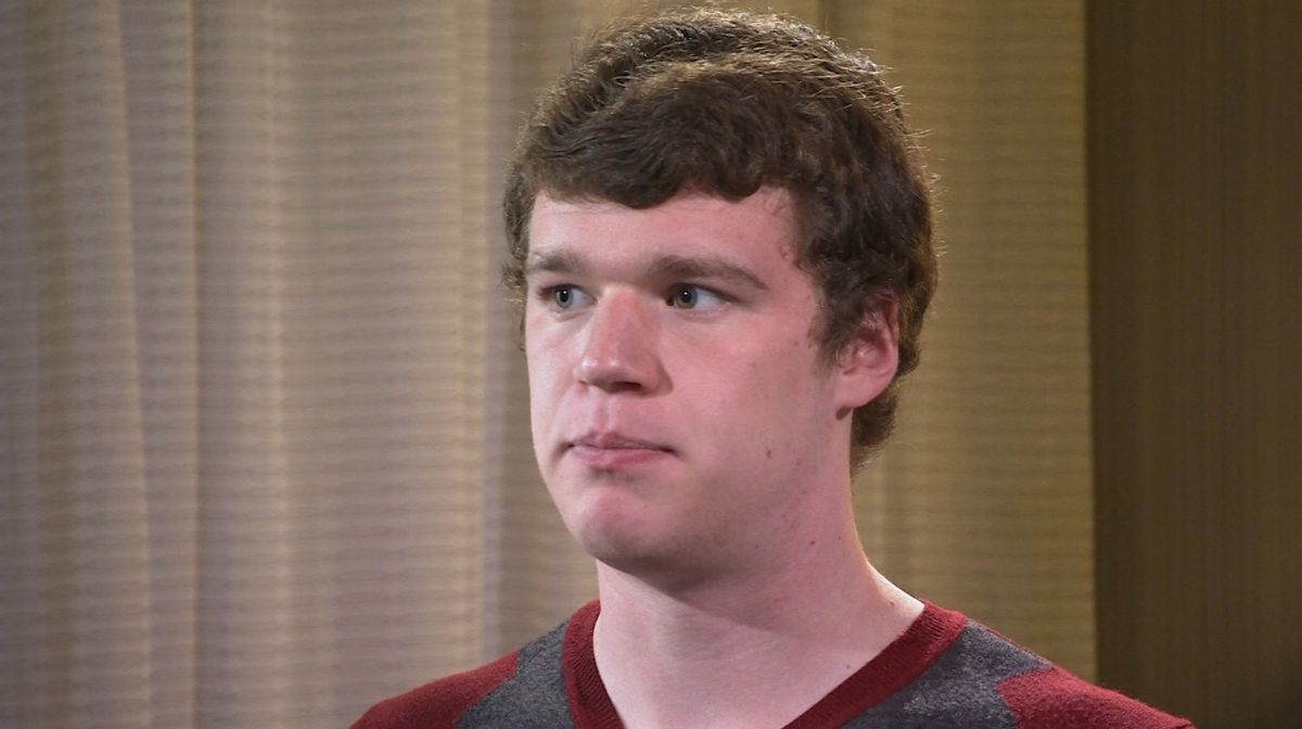 In this image taken from video, Saturday, Dec. 13, 2014, University of Virginia student Ryan Duffin talks during an interview with The Associated Press in Charlottsville, Va. Duffin and two other friends of an alleged victim of a gang rape at a U.Va. fraternity, challenged details in a Rolling Stone article that used the woman's attack to paint a picture of a culture of sexual violence on the campus was wrong on a number of key points: most important that they didn't encourage her to report the attack and that they were more concerned about their reputations than her well-being. (AP Photo) (AP)
