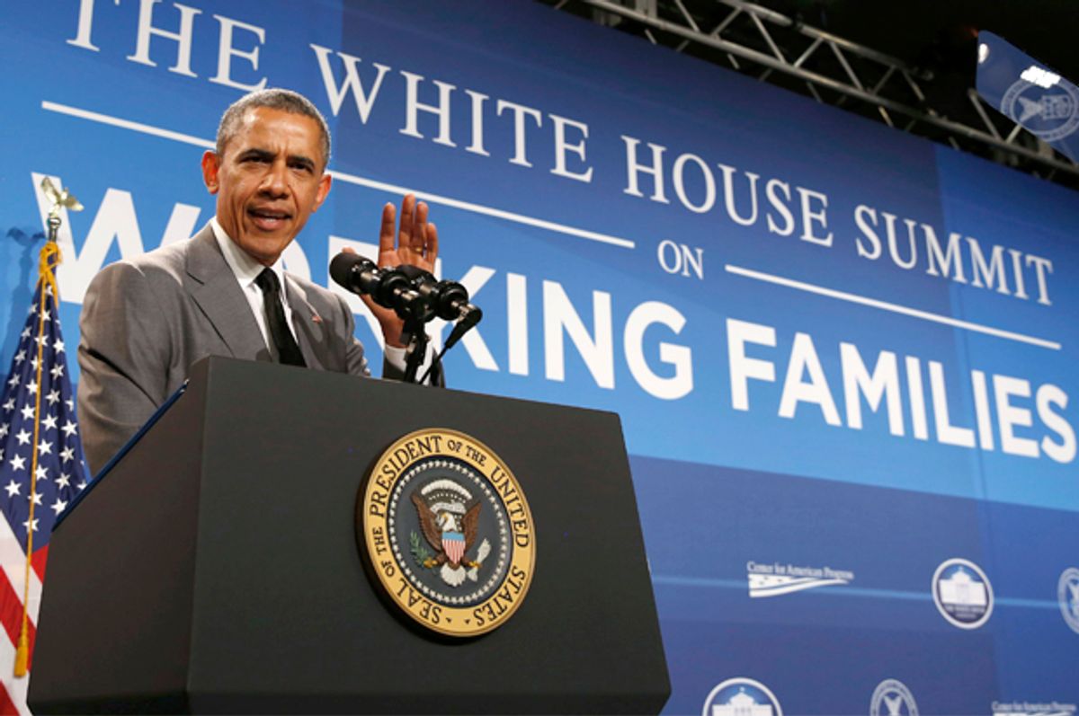 Barack Obama at the White House Summit on Working Families in Washington, June 23, 2014.                (Reuters/Larry Downing)