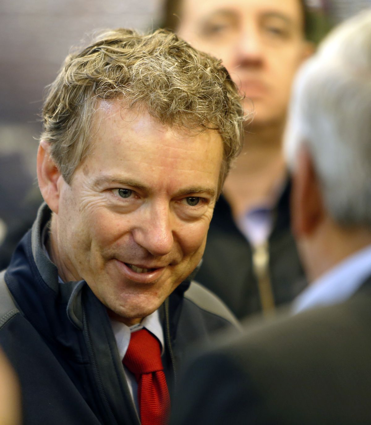 U.S. Sen. Rand Paul, R-Ky., meets with members of the Londonderry Fish and Game Club, Wednesday, Jan. 14, 2015, in Litchfield, N.H. (AP/Jim Cole)