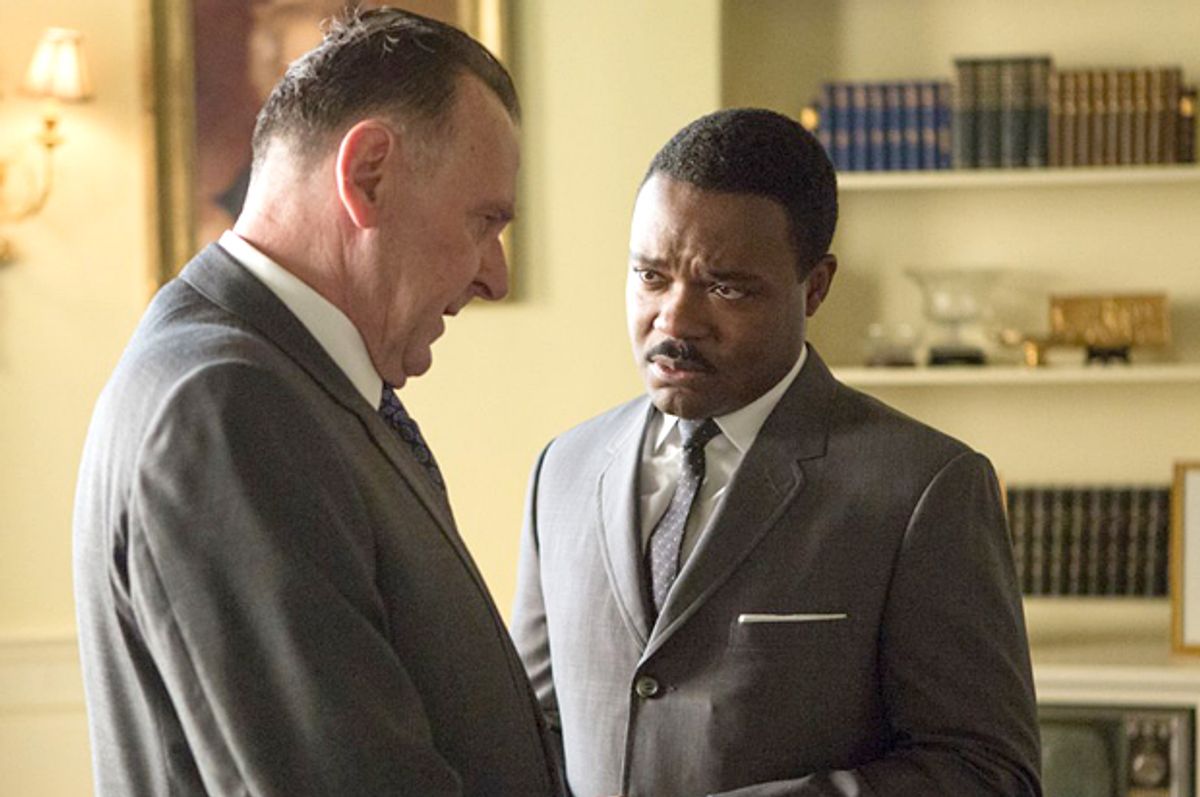 Tom Wilkinson as Lyndon B. Johnson, and David Oyelowo as Martin Luther King Jr., in "Selma"        (Paramount Pictures)